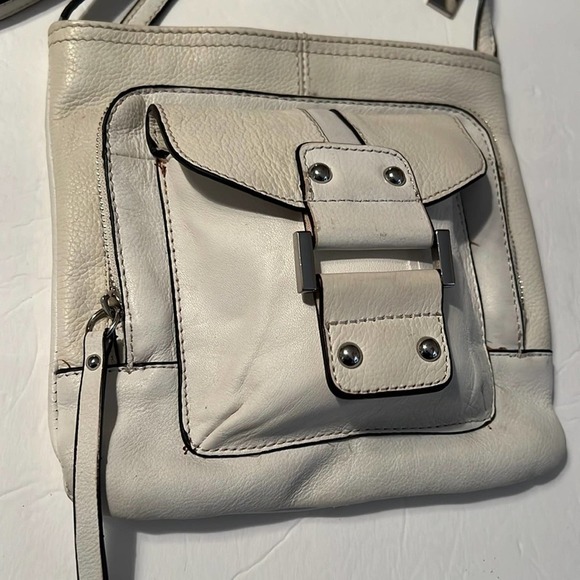 Franco Sarto white leather crossbody zip closure and pockets adjustable strap - Picture 5 of 16